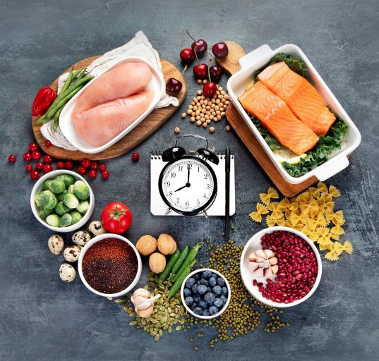 "Healthy foods and weight loss essentials illustrating nutrition mistakes that may affect weight loss goals."